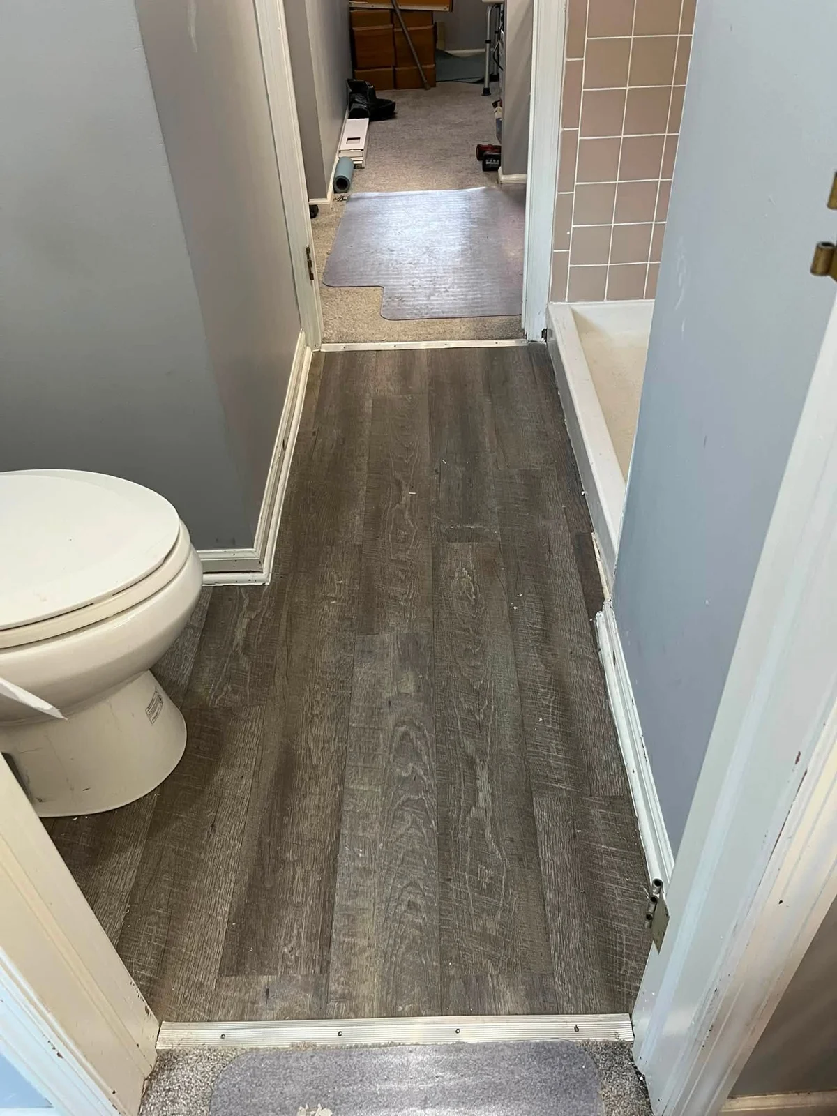 A second view of the plank flooring installation